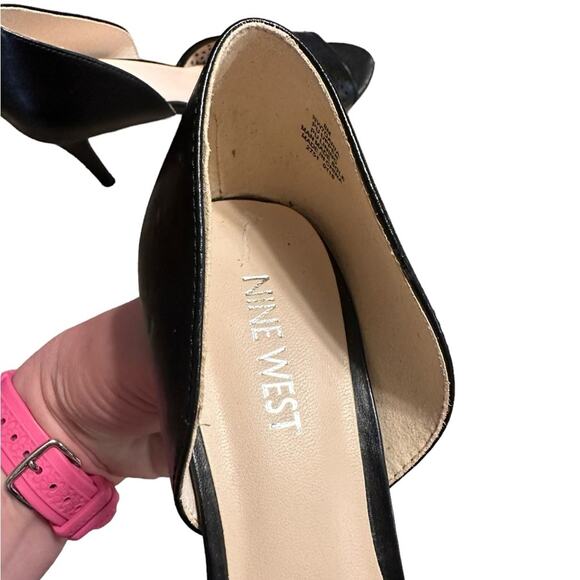 Nine West Open Toe Heels Black size 8 Perforated Office Formal Wear - Picture 7 of 8